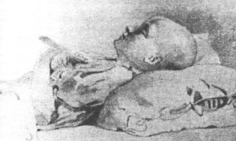 Андрюша на смертном одре. Рисунок Я.П. Полонского. 14 января 1860 г.
